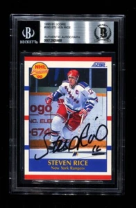 1990-91 SCORE STEVEN RICE RC #390 RANGERS SIGNED AUTO BECKETT BAS - Picture 1 of 2