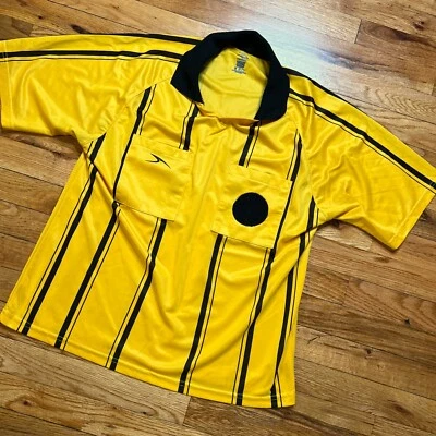 Camisa polo a rayas amarilla manga corta árbitro de fútbol ligera talla pequeña Foto 1 de 4