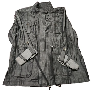 Calvin Klein Womens Utility Tracker Jacket -- Dark Grey, Cotton, Large - Picture 1 of 3