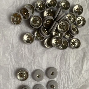 18mm 30pcs Light Gray Sewing Fabric Covered Popper Metal Snap Fasteners Buttons - Picture 1 of 10
