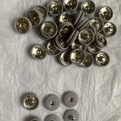18mm 30pcs Light Gray Sewing Fabric Covered Popper Metal Snap Fasteners Buttons - Image 1 of 4