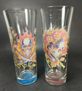 Juego de 2 vasos altos Ed Hardy de Christian Audigier 12 oz - Imagen 1 de 8
