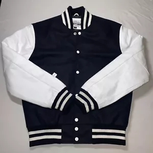 Varsity Base Premium Letterman Giacca Uomo Bomber Lana Vera Pelle Maniche S - Foto 1 di 9