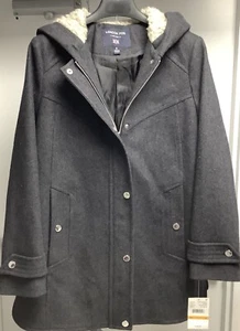 NWT London Fog Size Small Charcoal Ladies Coat With Hood - Picture 1 of 4