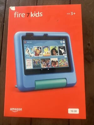 Amazon Fire 7 Kids 12th Gen. 16GB , Wi-Fi, 7" - Blue, with Sleeve + Kids Stylus - Image 1 of 3