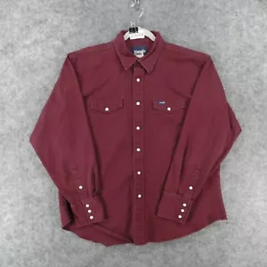 Wrangler Pearl Snap Shirt Mens 17.5x36 Long Sleeve Burgundy Heavyweight - Picture 1 of 14