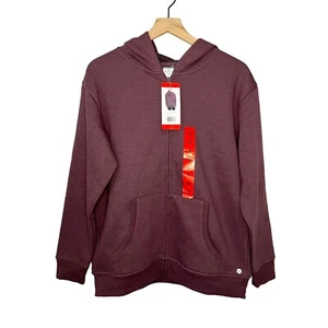 NWT NEW Danskin Full Zip Ultra Cozy Hooded Jacket Hoodie Medium Maroon Purple - Picture 1 of 5
