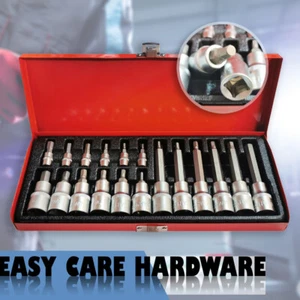19 pc Long Hex Allen Key Socket Bit Set 1/4 1/2 Drive Metric Adaptor 3 - 10 mm - Picture 1 of 12