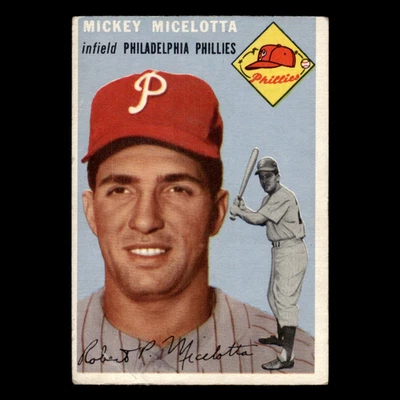 Mickey Micelotta Rookie #212 1954 Topps Philadelphia Phillies Baseball Card MLB - Image 1 of 3