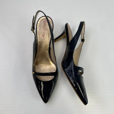 Lilly Pulitzer Gatito Tacón Mujer 8.5 Eslinga Correa Trasera Brasil Trabajo Fiesta Core Go Foto 1 de 4