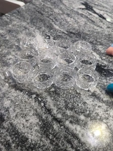 Crystal Clear Glass 12 Napkin Round Diamond Beveled Napkin Rings Holders EXC - Picture 1 of 3