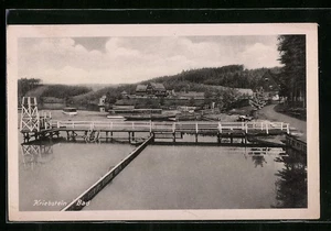 Bad Kriebstein, Ansichtskarte, Uferpartie mit Steg 1956  - Picture 1 of 2