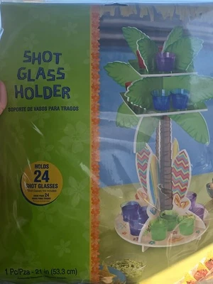 Amscan 3D Palm Tree Shot Glass Holder Party Centerpiece 21" New In Package  - Image 1 of 4