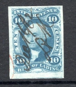EE. UU. 1862-1871 Sc #R32a - 10c Imperf. Sello de ingresos del conocimiento de embarque usado - Imagen 1 de 2