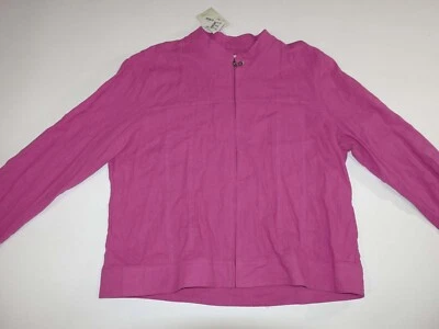 Christopher & Banks Women's Jacket Size XL NWT Pink Linen Blend Zipper Front - Image 1 of 4