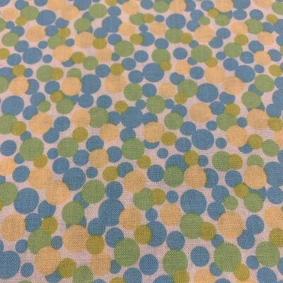 Scribbles Polka Dot Fabric By Windham Green Blue Yellow Dots On White 1+ Yards - Image 1 of 4