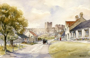 Tom Macdonald Bamburgh Village Mounted Print - Picture 1 of 1