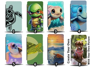 Turtle Flip Wallet Case Turtles Totem Tortoise Tortoises Shell Funny Super Hero - Picture 1 of 3