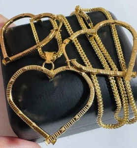 Pure 18K 750 DUBAI Gold Heart Earring & Necklace 15.6”/16” Long 2.5mm 7.2g - Picture 1 of 24