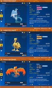 Shiny 6IV XXXL Galarian Articuno, Zapdos & Moltres Events Pokemon Scarlet/Violet - Picture 1 of 4