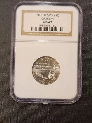 2005 D Quarter SMS 25c Oregon MS-67 NGC Graded sealed - Image 1 of 2