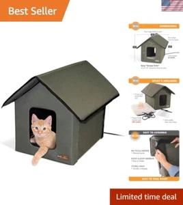 K&H Heated Cat House - Weatherproof Outdoor Shelter for Feral Cats - 22x19x17 - Picture 1 of 11