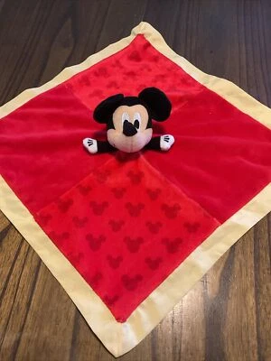Manta de seguridad Disney Baby Mickey Mouse Lovey rojo amarillo adorno orejas arrugadas Foto 1 de 4