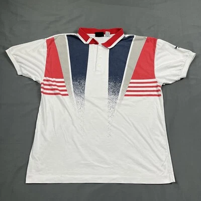 Vintage Spalding Pro Polo Tshirt Red White And Blue Large VTG 90s  - Image 1 of 4