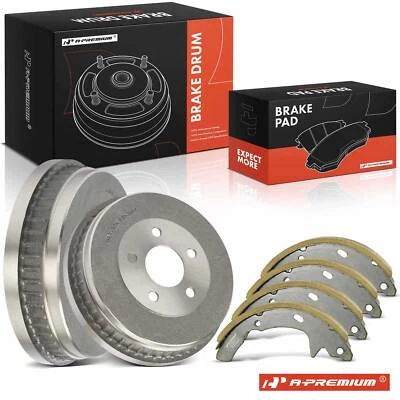 Brake Drums + Ceramic Brake Shoes Rear for Ford Taurus 2001-2007 Mercury Sable - Image 1 of 4