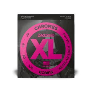 D'Addario ECB81S Chrome Flat Wound Short Scale Bass Strings 45-100 Stainless - Picture 1 of 12