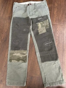 Hollister army green patch, splashed ink, distressed pants 31X30 - Picture 1 of 21