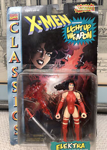 1996 Toybiz Marvel Classics X-Men Elektra Action Figure- with Light-up Weapon