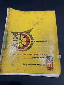 INGERSOLL RAND DRF250  AIR COMPRESSOR VANE MODEL INSTRUCTION PARTS LIST MANUAL   - Picture 1 of 7
