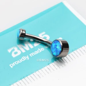 Implant Grade Fire Opal Titanium Internally Threaded Bezel Set Belly Button Ring - Picture 1 of 15