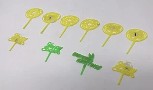 Vintage Happy Easter Filigree Egg Bunny Cupcake Picks Cake Decorations Set Of 10 - Picture 1 of 3