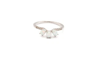Sterling Silver 925 Simulated Opal Cubic Zirconia Ring Size 7.75 C8 - Picture 1 of 13
