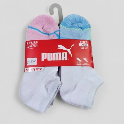 Calcetines PUMA Niñas Corte Bajo Malla Ventilación Acolchados 6 Pares Zapato Talla 4Y-9.5Y Foto 1 de 2