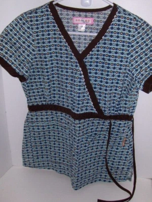 Koi - flowered  scrub top -  X Small - Image 1 of 3