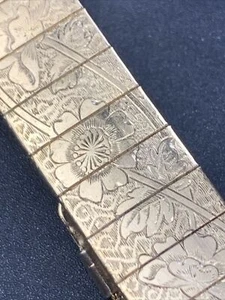 Vintage 1950s Repousse Gold Tine Mesh Back Bracelet 7.5” - Picture 1 of 9