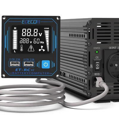 EDECOA Convertitore 12V 220V Onda Sinusoidale Pura Inverter 2500W ET-RC - Imagen 1 de 4