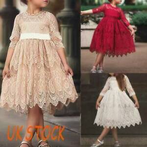 Flower Girls Bridesmaid Dress Baby Kids Party Lace Wedding Dresses Princess Gown