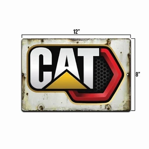CAT Heavy Equipment 8x12 Tin Sign Construction Machinery Metal Wall Garage Decor - Picture 1 of 4