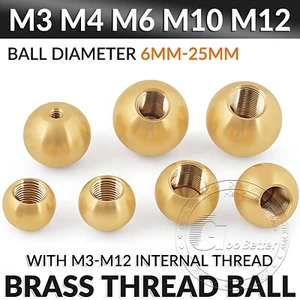 Pure Brass Thread Ball Nut With Internal Thread M3 M4 M6 M10 M12 Diameter 6-25mm - Picture 1 of 20
