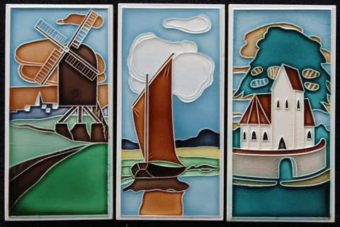 3 Original  Art Nouveau tile C 1900 NstG  depicting landscapes Cover