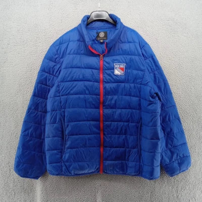 NY Rangers Jacket Mens XXL Blue Quilted Puffer Full Zip Embroidered GIII NHL - Image 1 of 4