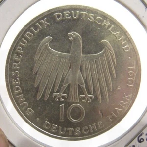 Deutsche 10 Mark 62,5% Silbermünze 1991 - Deutschland - Bild 1 von 2