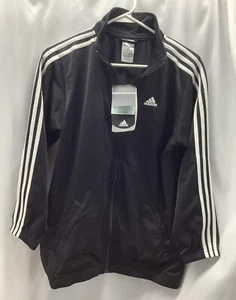 NWT Adidas Black White 3 Stripe Tricot Jacket Youth Size L MGO230403/OB5 - Picture 1 of 12