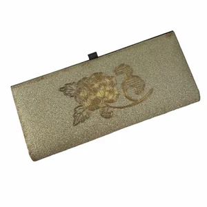 Vintage 1960s Hollywood Regency Gold Metallic Embroidered Clutch Purse Japan 10" - Picture 1 of 10