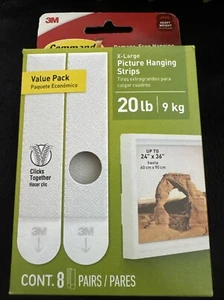 Command Hooks 20 Lb XL Heavyweight Picture HangStrips White Damage Free - Picture 1 of 2