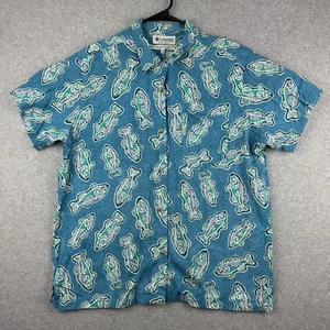 Columbia River Lodge Men’s XL Fishing Bass Fish Casual Button Down Shirt - Picture 1 of 8